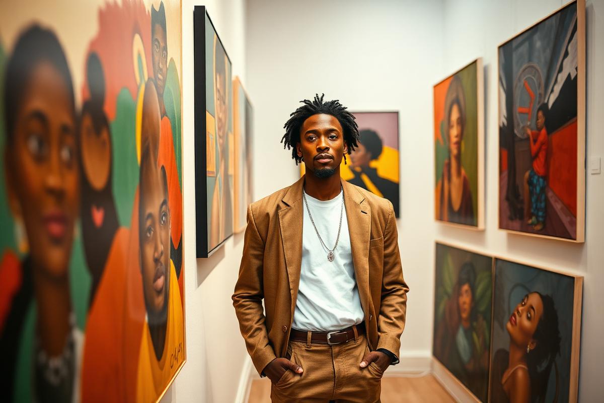 Artiste dans une galerie d'art contemporain de Lagos, Nigeria